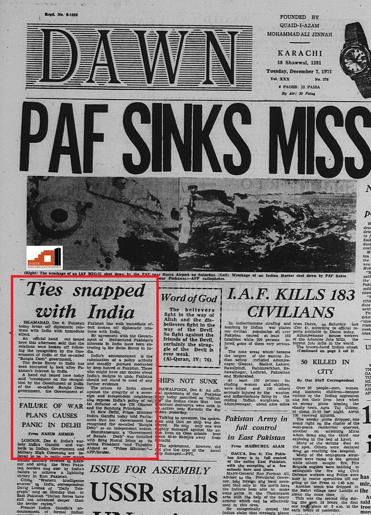 The Dawn, Pakistan, December 7, 1971